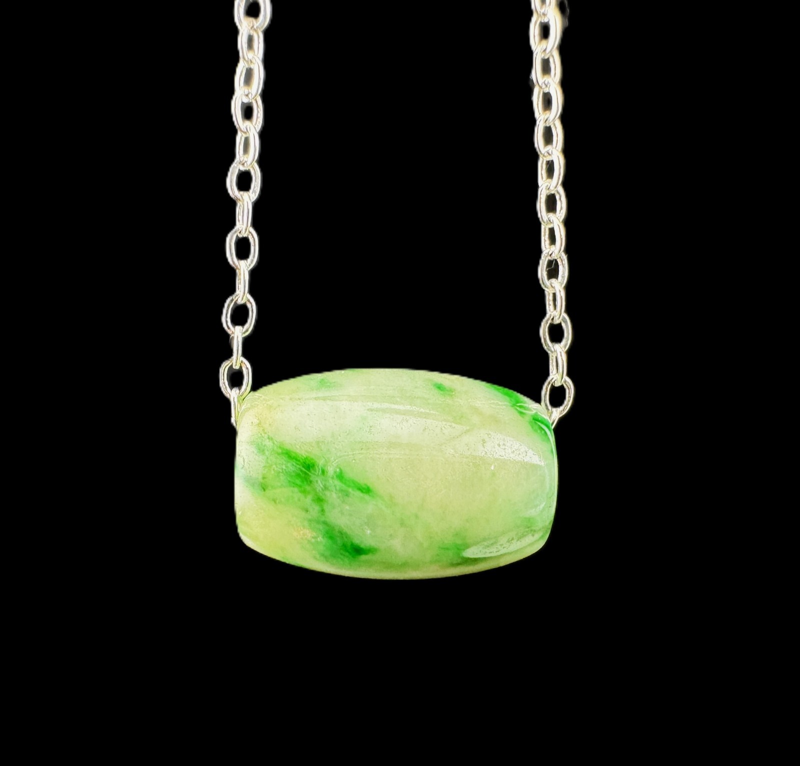 Certified Grade A Burma Jadeite Necklace Transference Bead Design Vivid Green