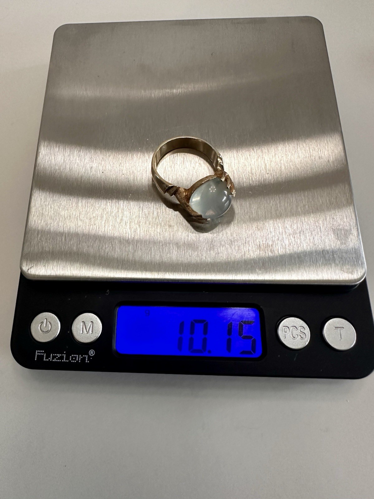 Carl K.Gumpert Collectible 14 K Y/G Fortune Teller Moonstone Ring Signed
