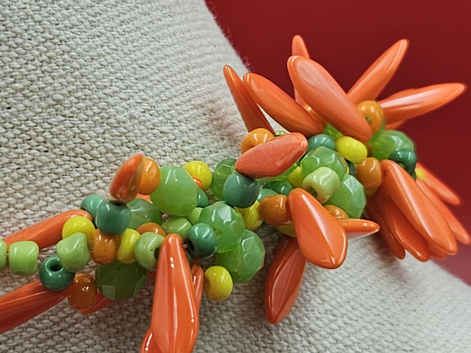 Vintage Colorful Glass Beaded Tutti Frutti Necklace Corn Carrots Peas