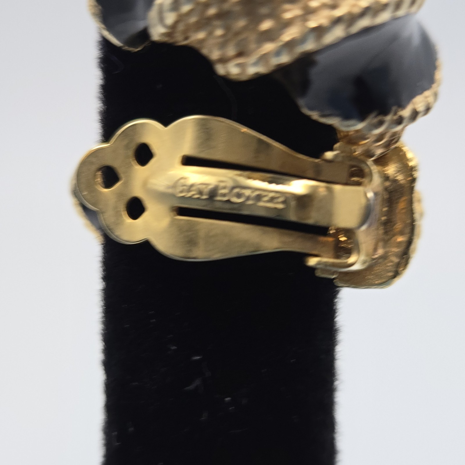Vintage Gay Boyer Goldtone and Black Twist Clip-on Earrings