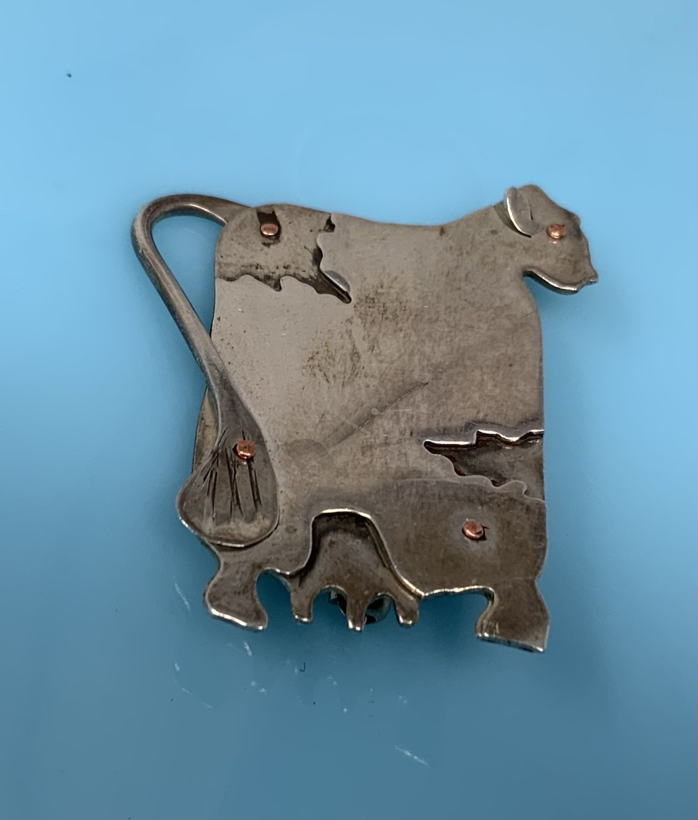 Vintage Sterling Silver Ware Cow Farm Pin Brooch 925 5.3g