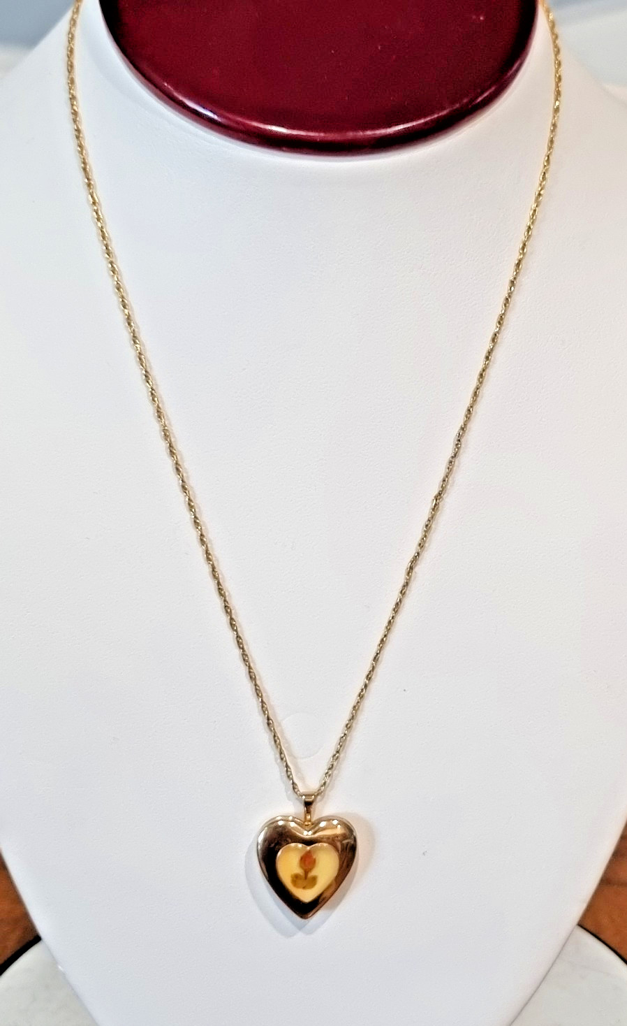 Vintage 14k Gold Filled Perpetual Real Rose bud Heart Locket Chain See Video