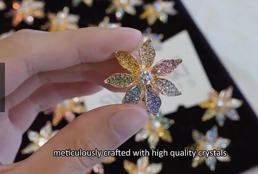 OZEL Starflower Crystal Brooch B288 Elegant Hijab Scarf Blouse Dress Brooch Pin