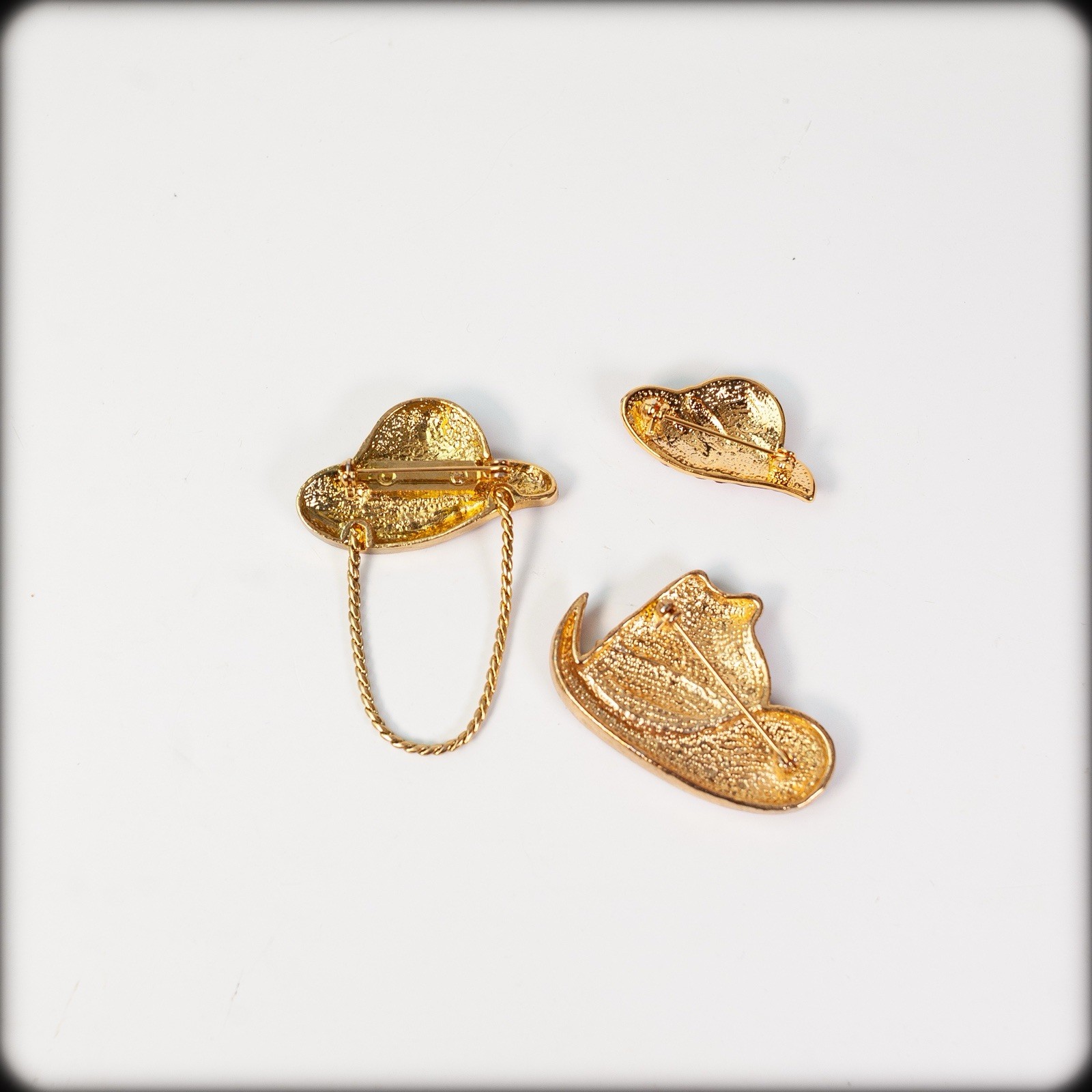 3 pc Brooch Pin Lot Red Hat Society Rhinestone Enamel Costume Jewelry