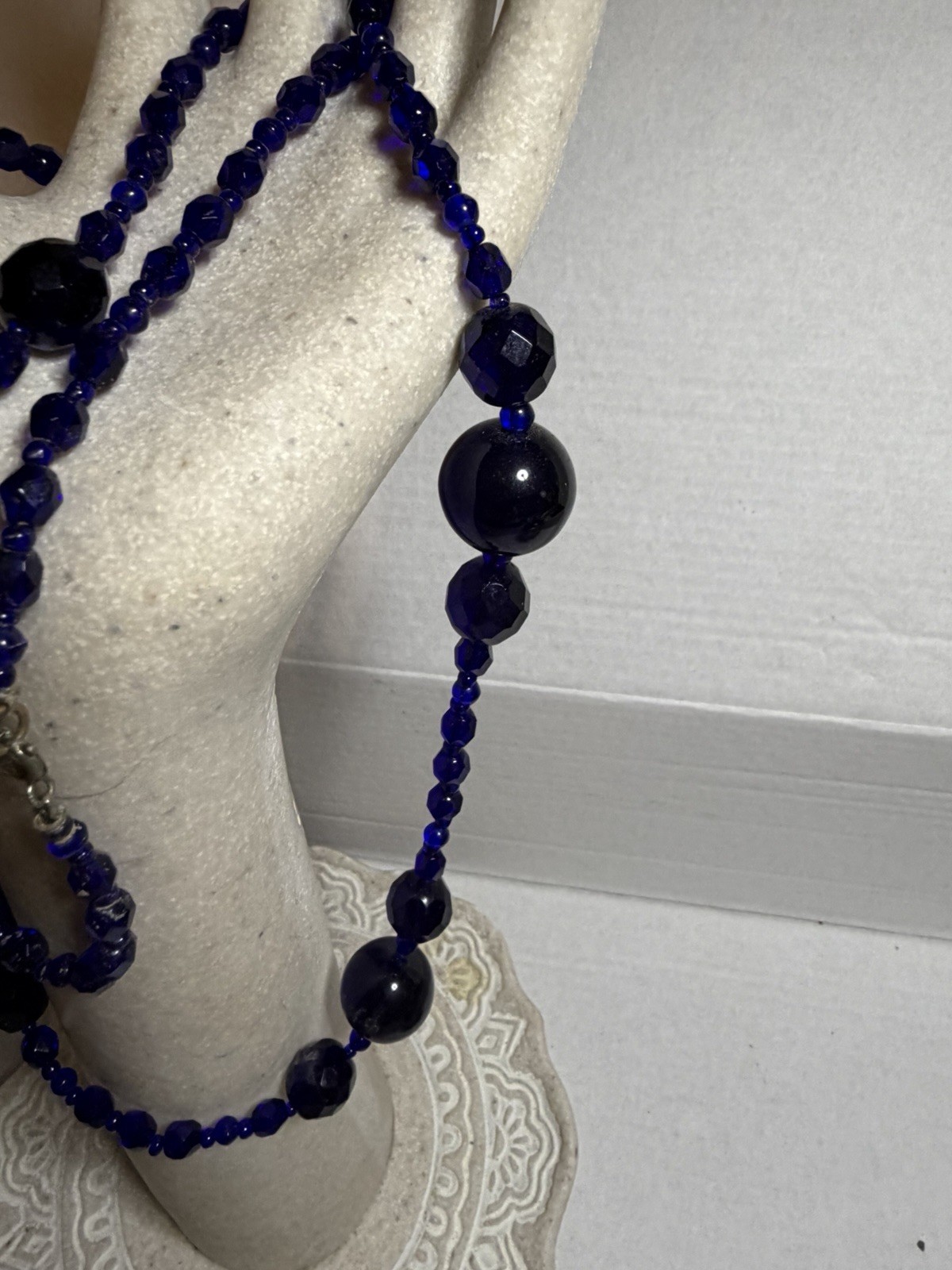Cobalt Blue Bead Necklace Vintage