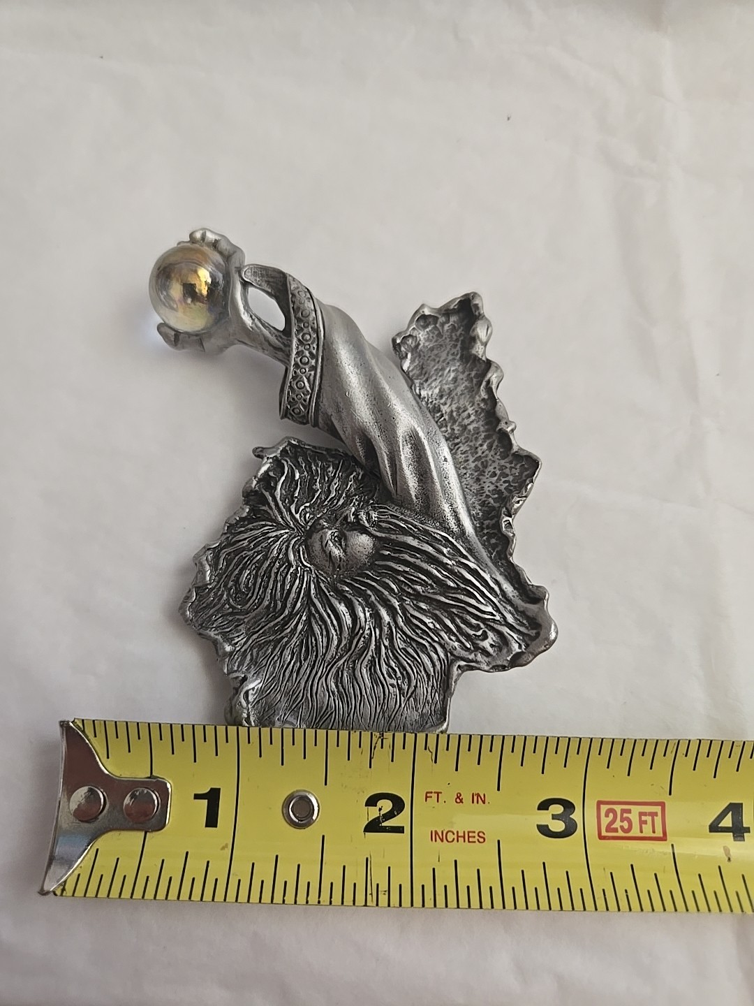 Artifacts JJ wizard brooch crystal ball, 3 D, large size, signed,