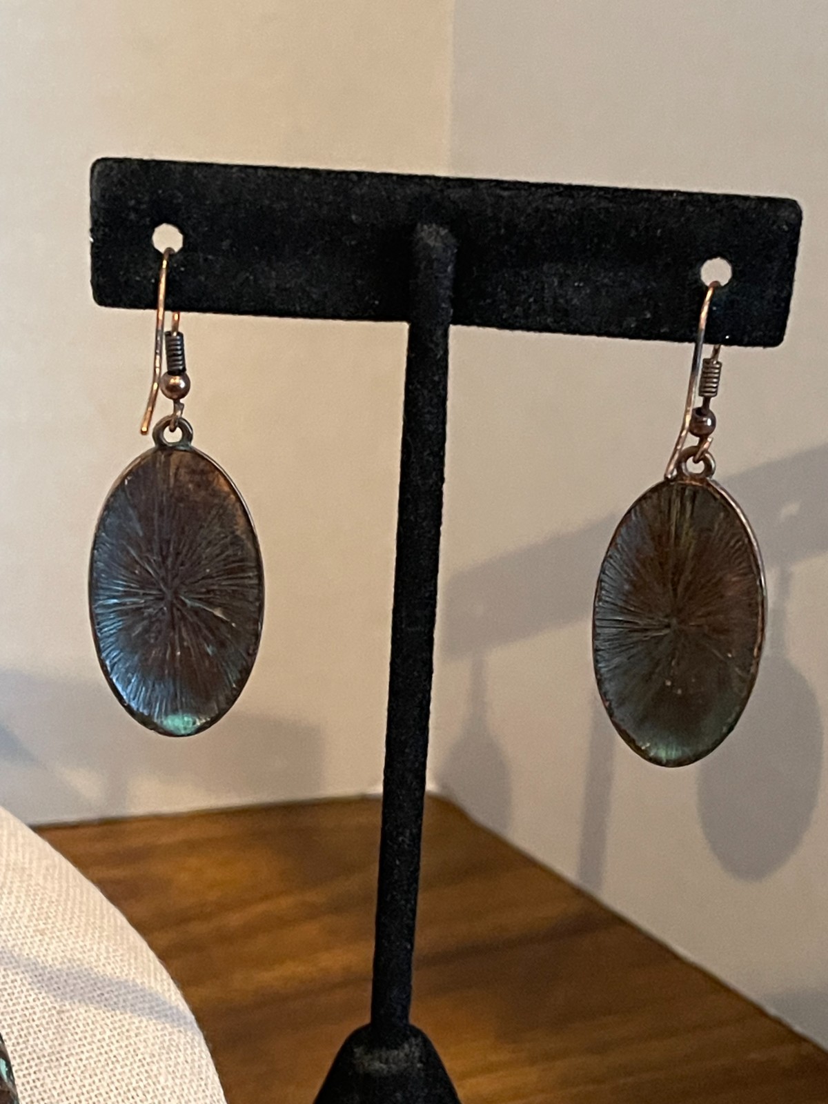 Brutalist Boho Verdigris Patina Chunky Hammered Copper Necklace and Earring Set