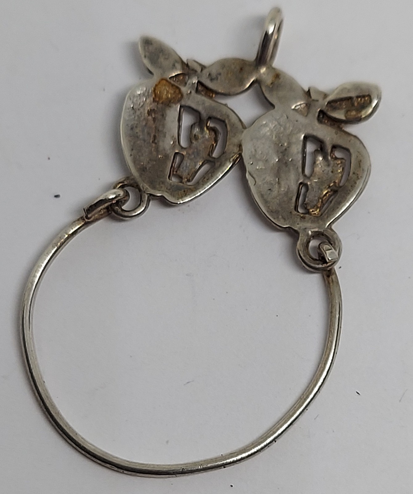 vintage apple top Charm Holder Pendant for necklace Sterling Silver