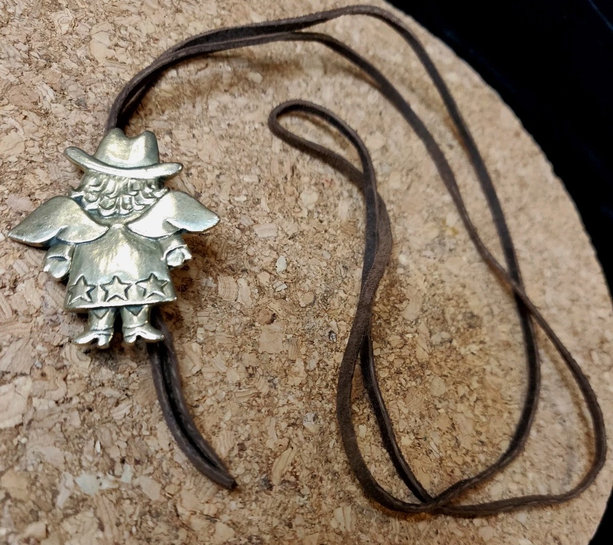 Jeep Collins Brass LARGE Statement Pendant Women Guardian Angel Cowgirl Jewelry