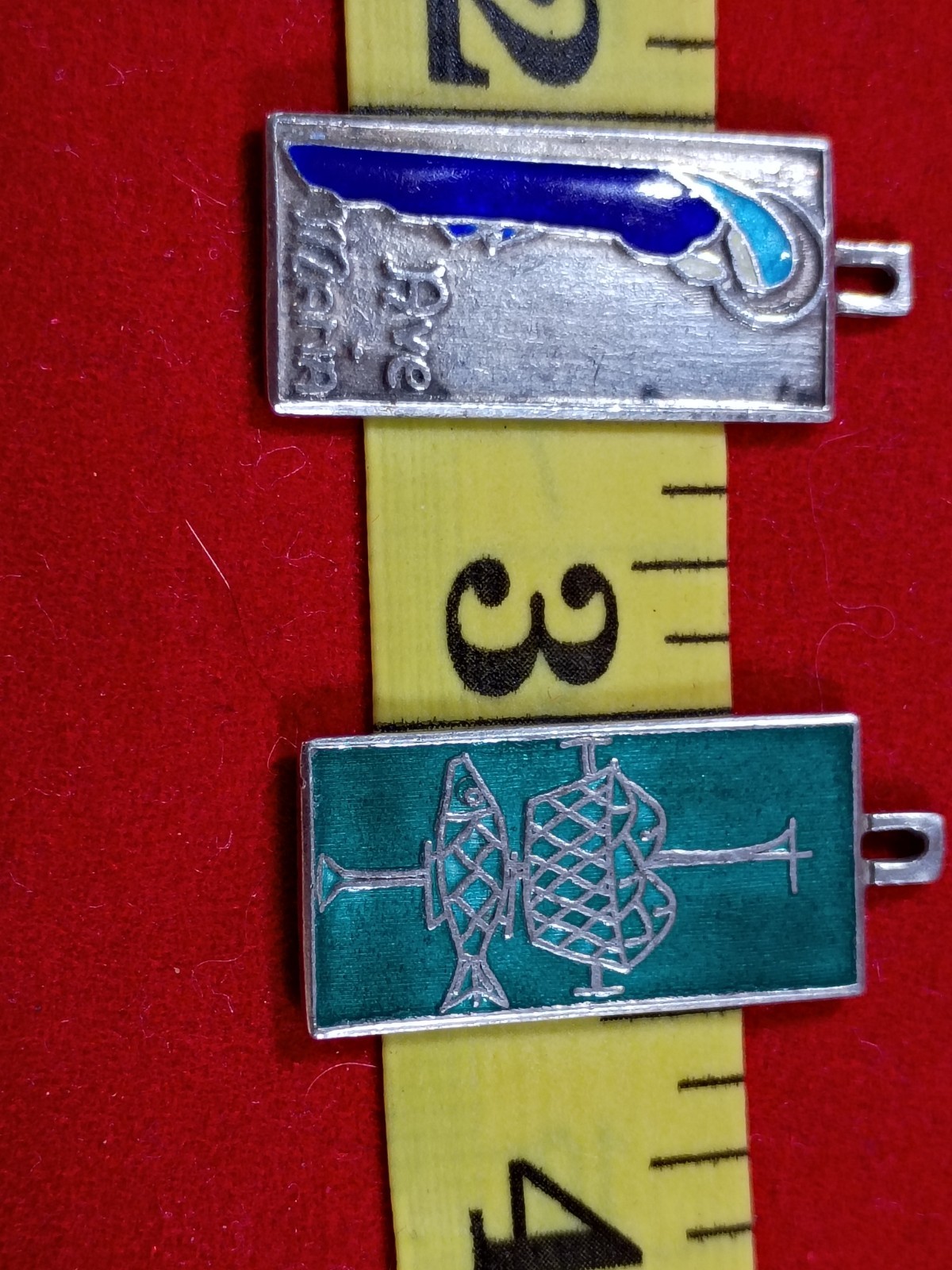 2 Pendent Ottaviani Enamel/Sterling Pendant Ave Maria And Our Daily Bread Italy