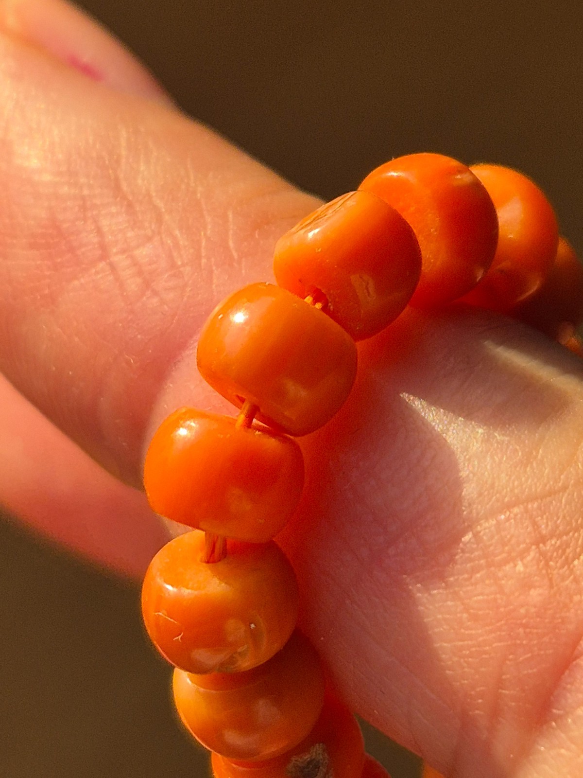Antique necklace in Ukrainian style made of natural salmon-colored coral 26,2 gr