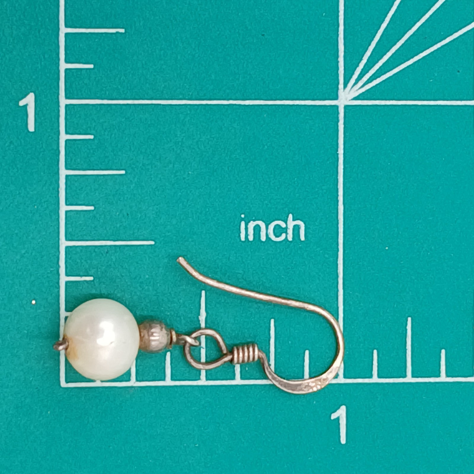 VTG 7mm Pearl Dangle Earrings 1in Drop Sterling Silver French Wire 1.43g Estate