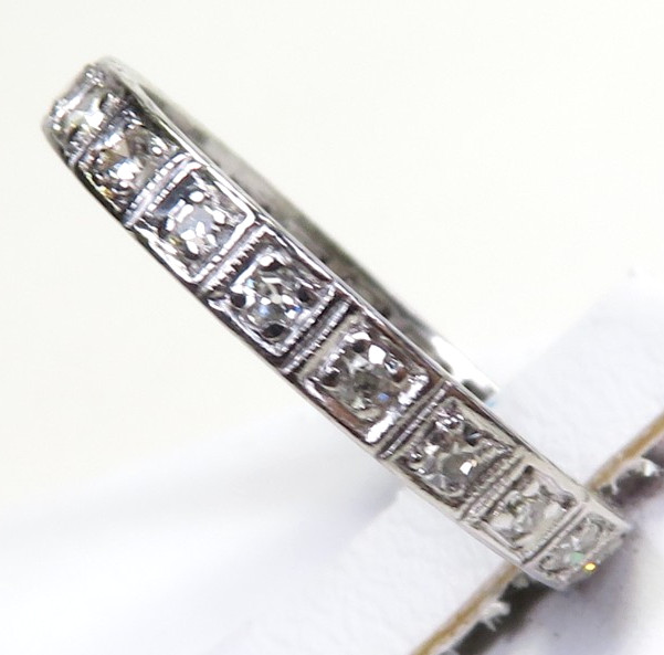Antique Art Deco 1920’s Wedding Eternity Platinum Band Size 5.5 UK-K1/2 EGL USA