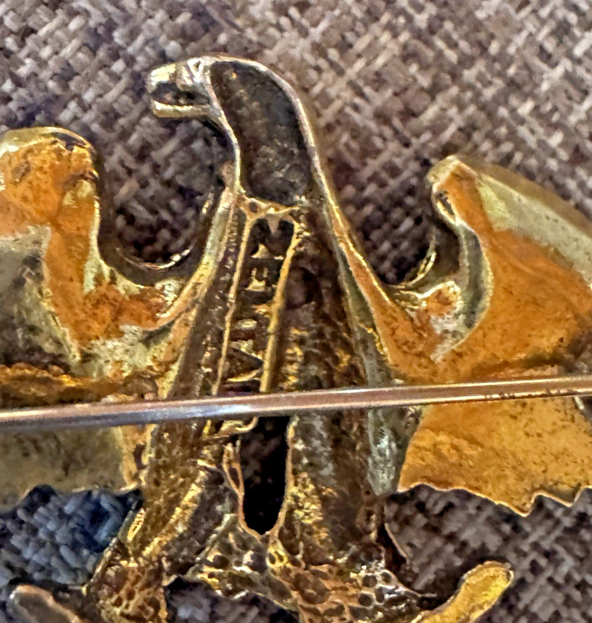 VTG Zentall Spread Wings Eagle Pin Brooch Burnished Brass Look Patriotic Jewelry