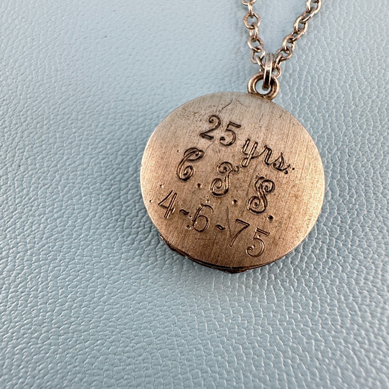 Vintage Locket Necklace Sterling 925 Gold Tone Inlay Letter P 1975 Engraved