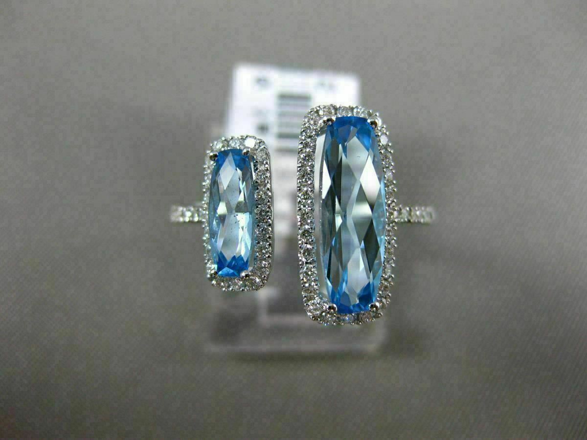ESTATE LARGE 2.34CT DIAMOND & AAA BLUE TOPAZ 14K WHITE GOLD DOUBLE HALO FUN RING
