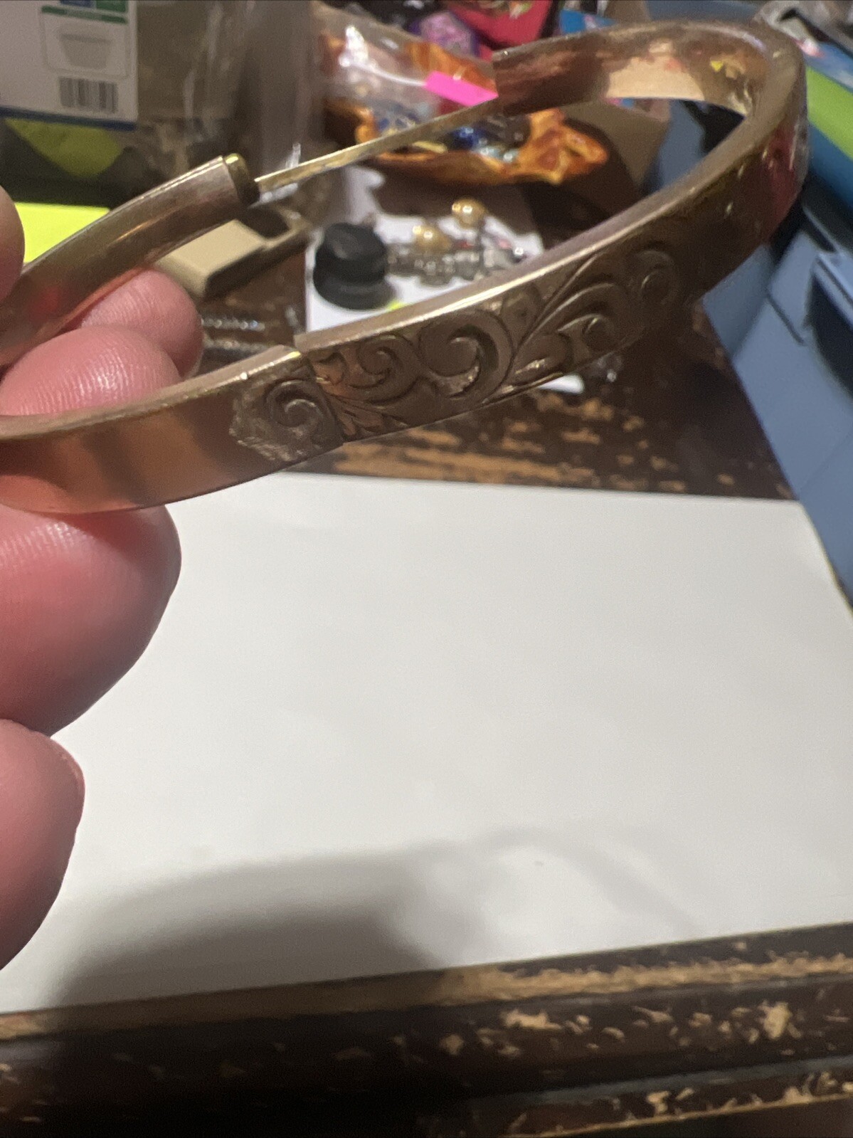 Vintage Victorian AAG 1/10 Rose gold Engraved Etched Bangle Bracelet READ