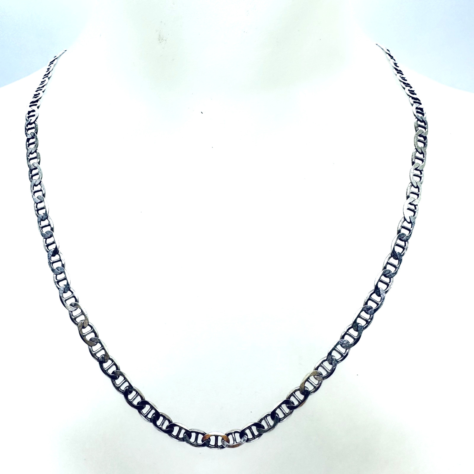 VINTAGE 925 STERLING SILVER MARINER LINK CHAIN NECKLACE 20 1/4″
