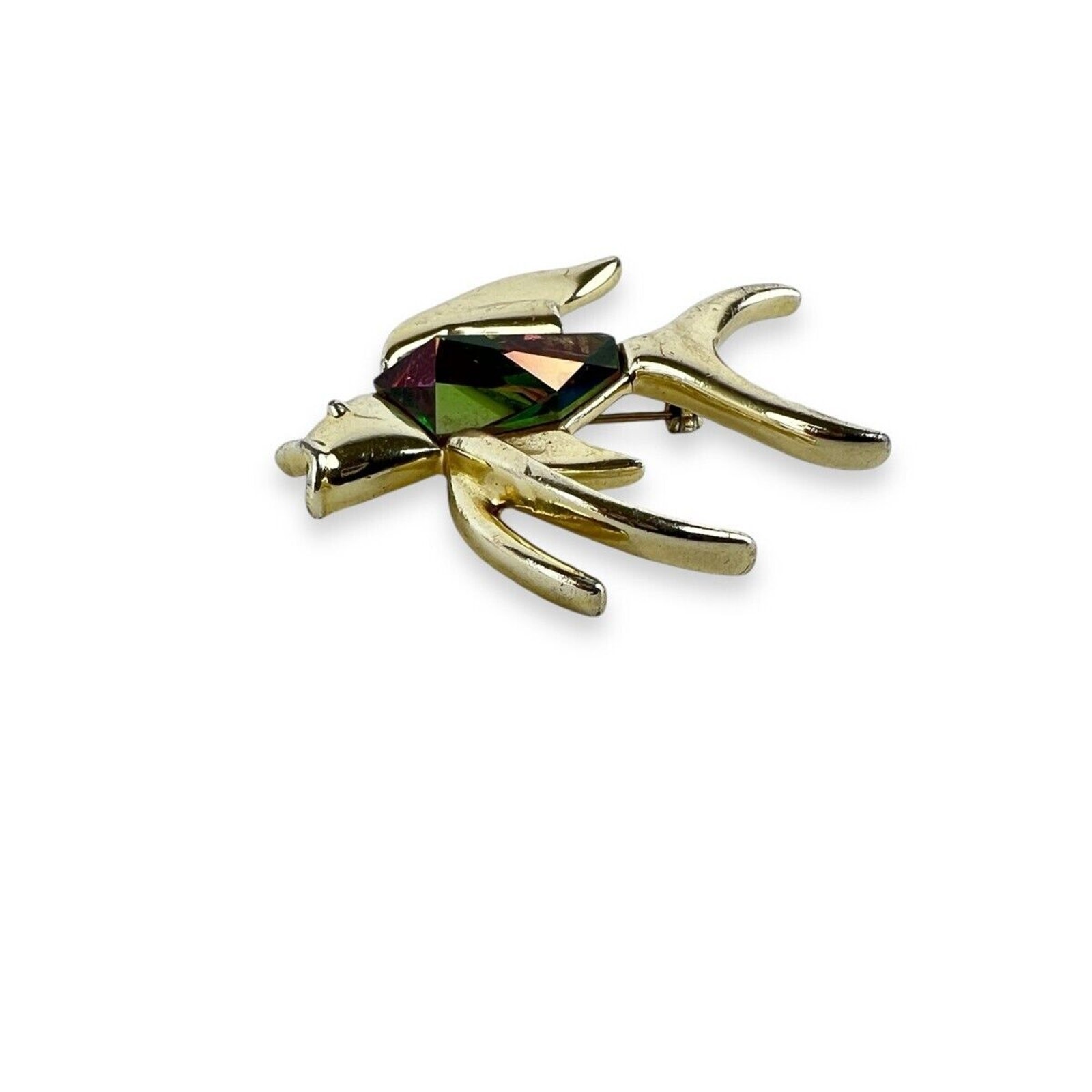 Sarah Coventry Brooch Tropicana Fish Pin Sparkly Faceted Stone Gold Tone Vintage