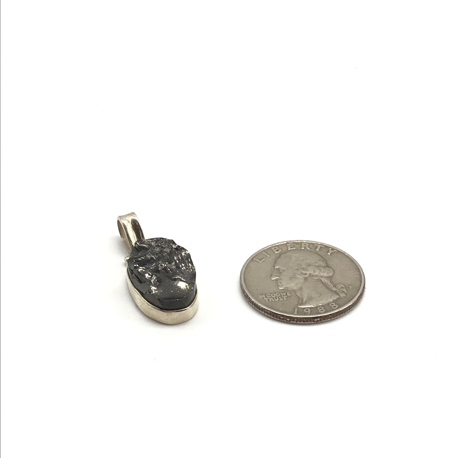 925 Sterling Silver Vintage Gray Obsidian Gemstone Pendant