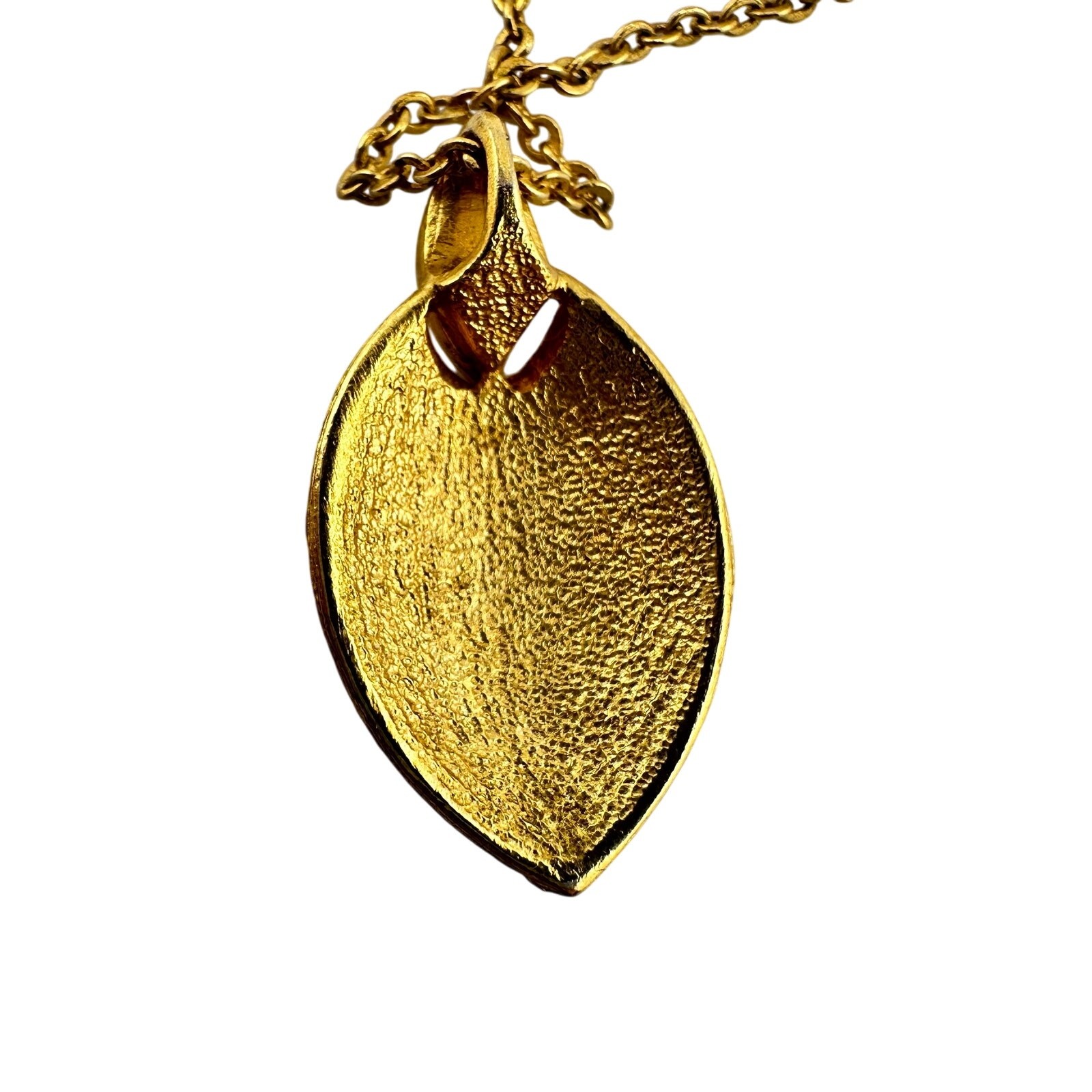 Vintage Art Deco Revival Cream Enamel Orange Resin Gold Tone 15.5” Necklace