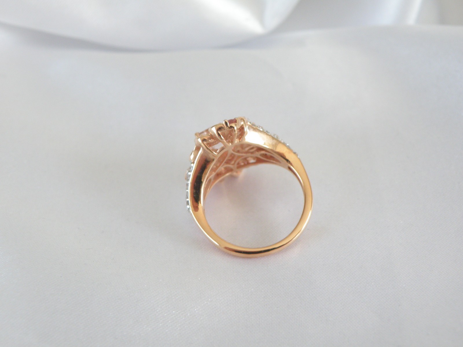Sterling Silver 925 Rose Gold on Morganite Quartz Antique Style Ring Size 6