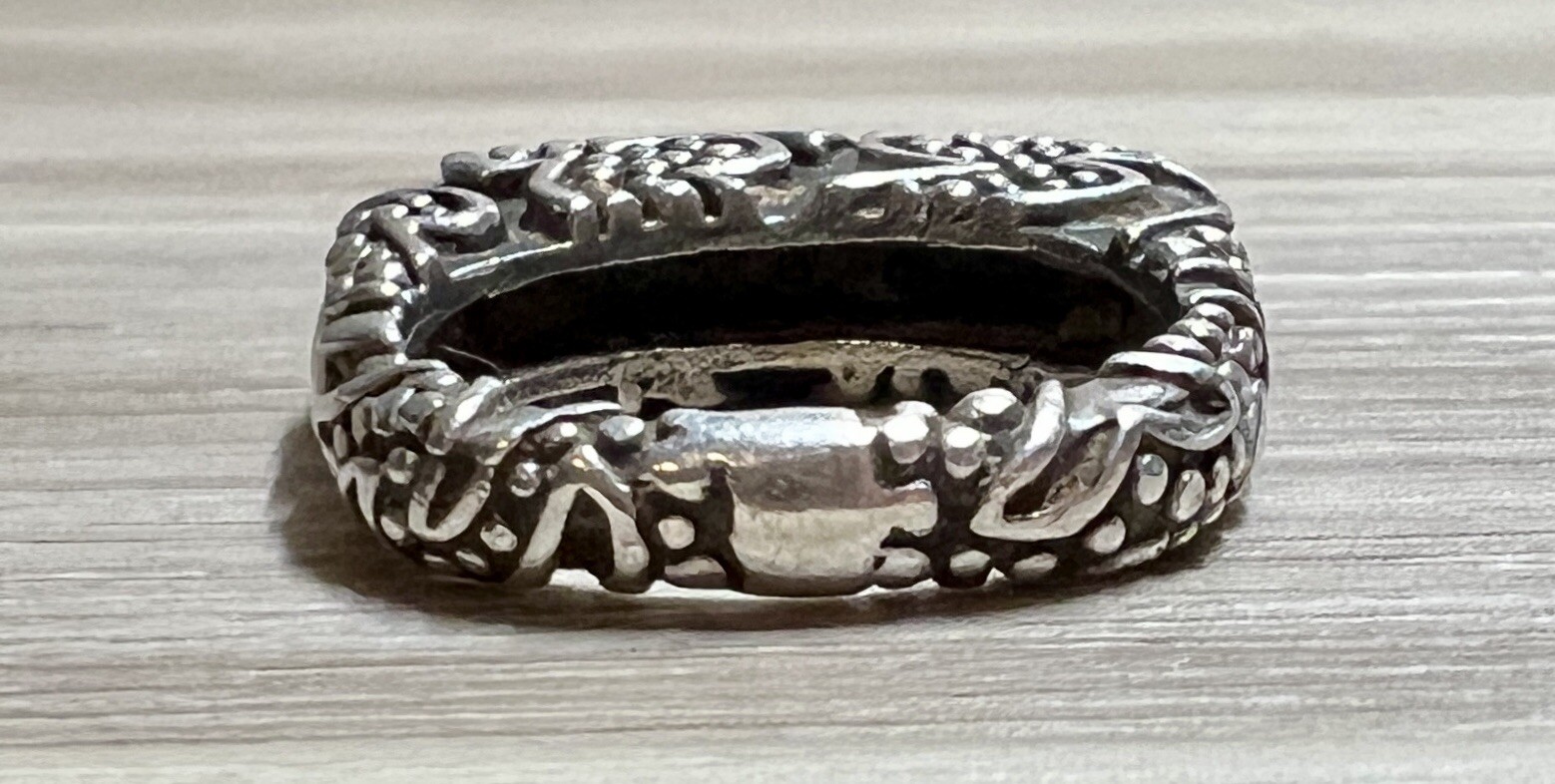 Vintage Designer Dian Malouf Sterling Silver Tall Tribal Stack Ring, Size 6.5