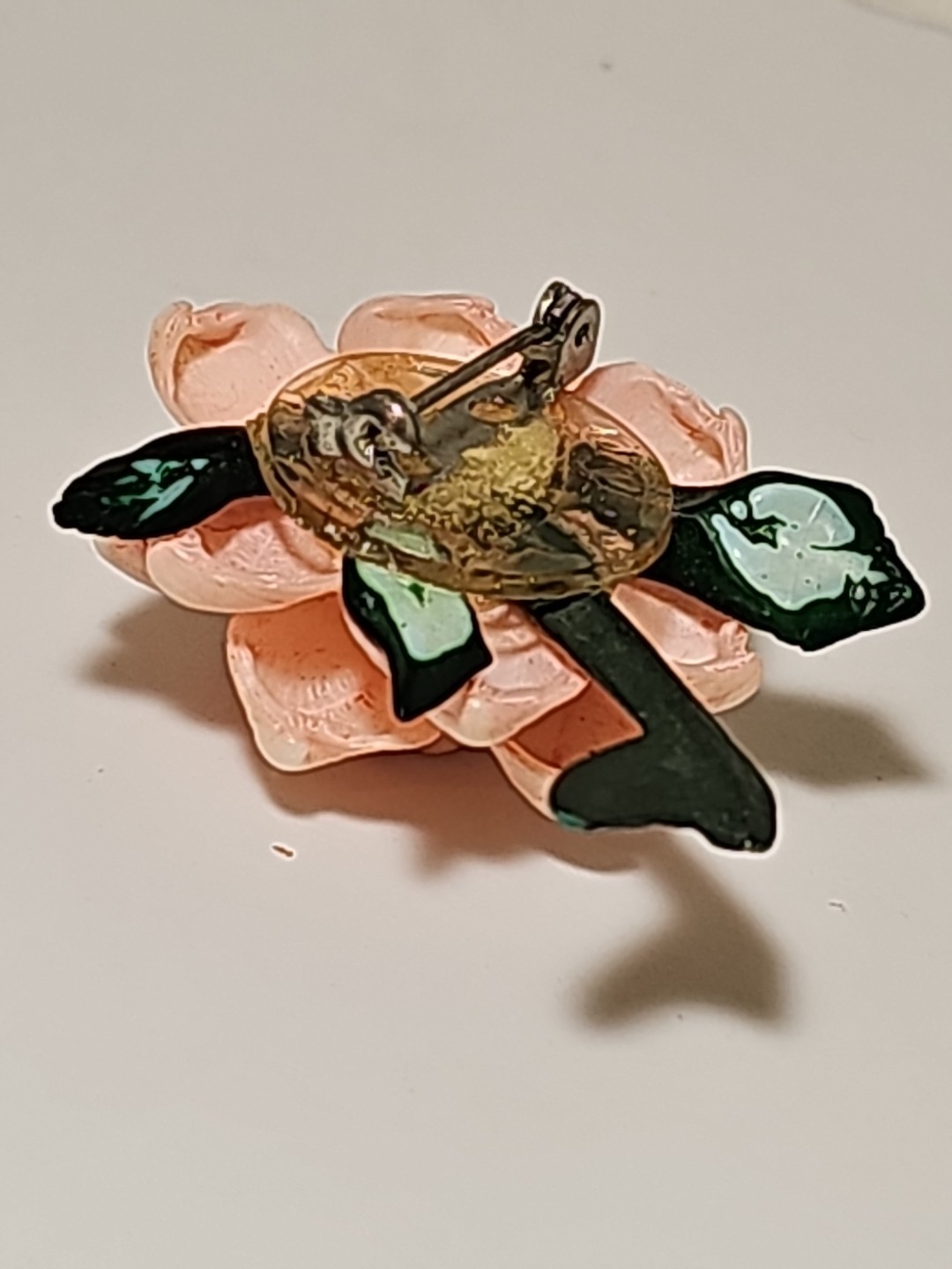 Vintage Handmade Pink Sea Shell Flower Brooch Pin 1.75 Inch