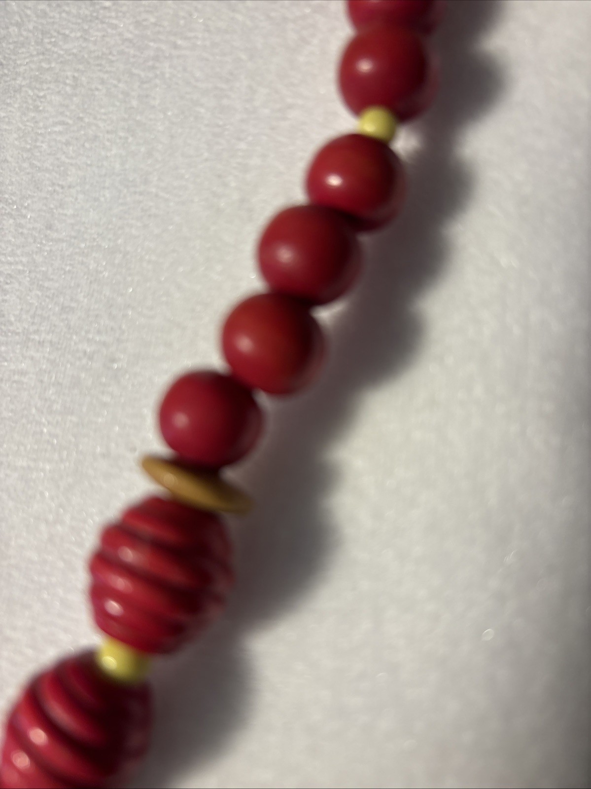 Wood & Ceramic ? Beads Vtg Necklace
