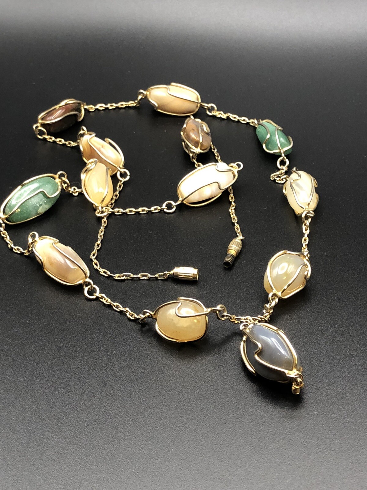 Artisan Wire-Wrapped Gemstone Necklace – 17” Earth Tones