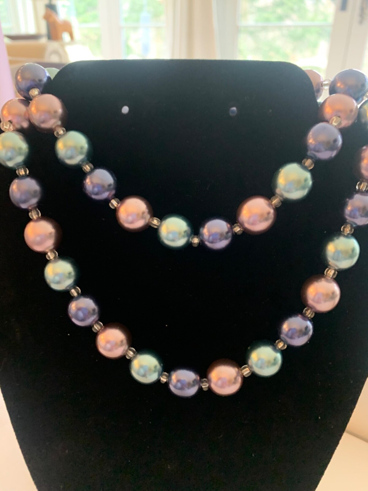VINTAGE JOAN RIVERS Multi-Color Pastel Pearl Bead Strand Long Necklace