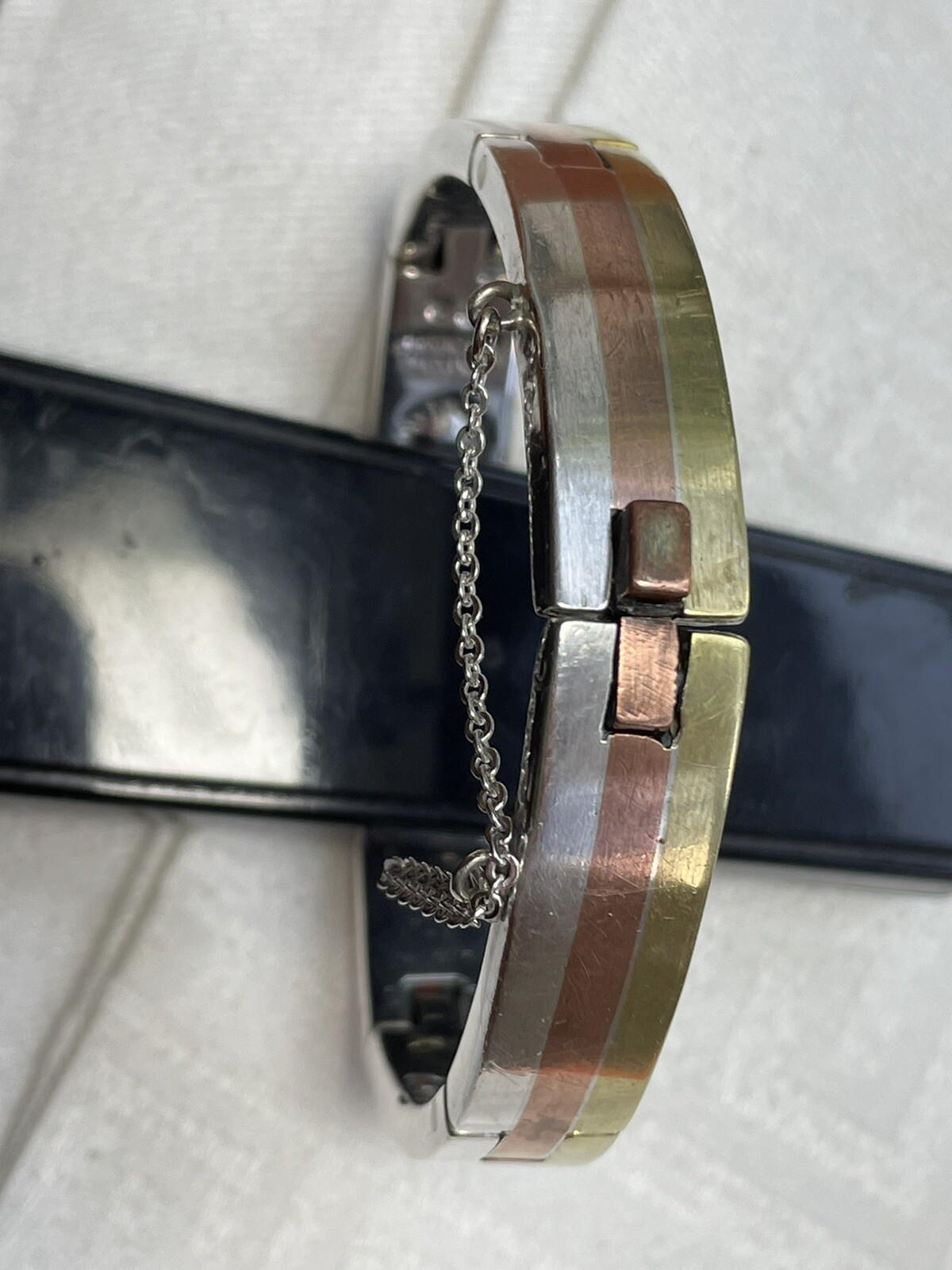 Los Castillo Taxco Mexico Silver Metales Casados Modernist Bracelet 56.6 g