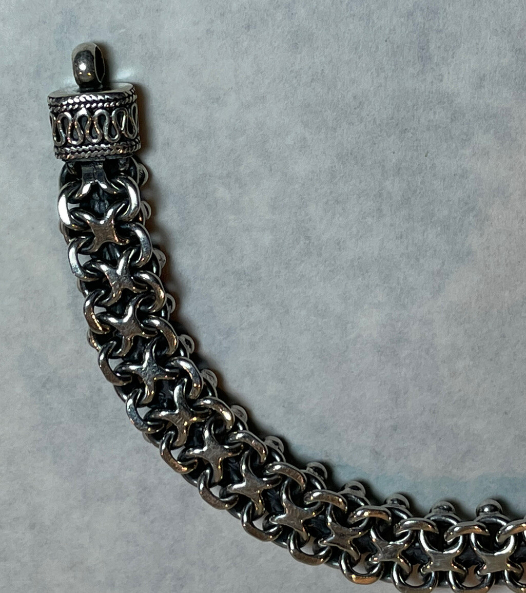 Vintage 44g Sterling Silver BA SUARTI BALI Flower Link 7.75” Snake Bracelet 925