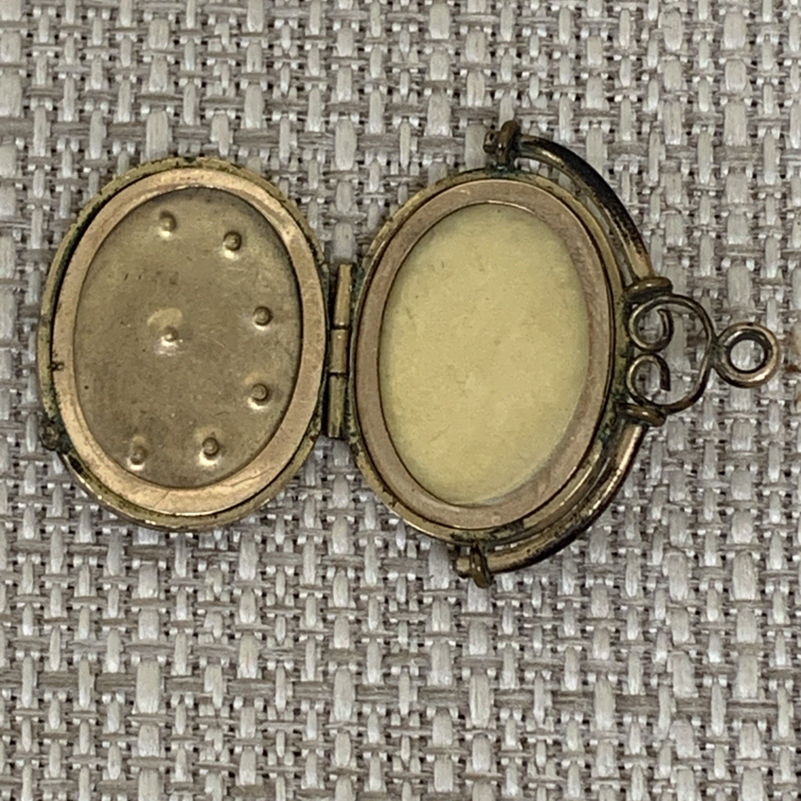 Antique Victorian French Gold Filled Engraved Oval Paste & Opal Locket Pendant