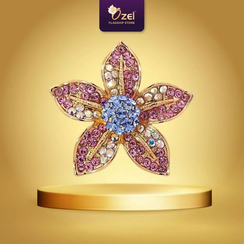OZEL Starflower Crystal Brooch B288 Elegant Hijab Scarf Blouse Dress Brooch Pin