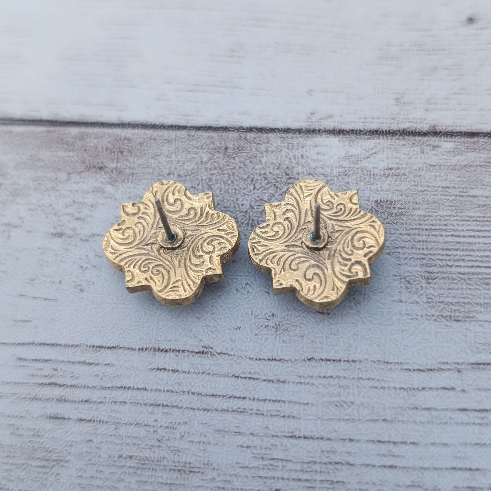 Vintage Earrings for Pierced Ears Dainty Black, Clear Gem, Gold Tone