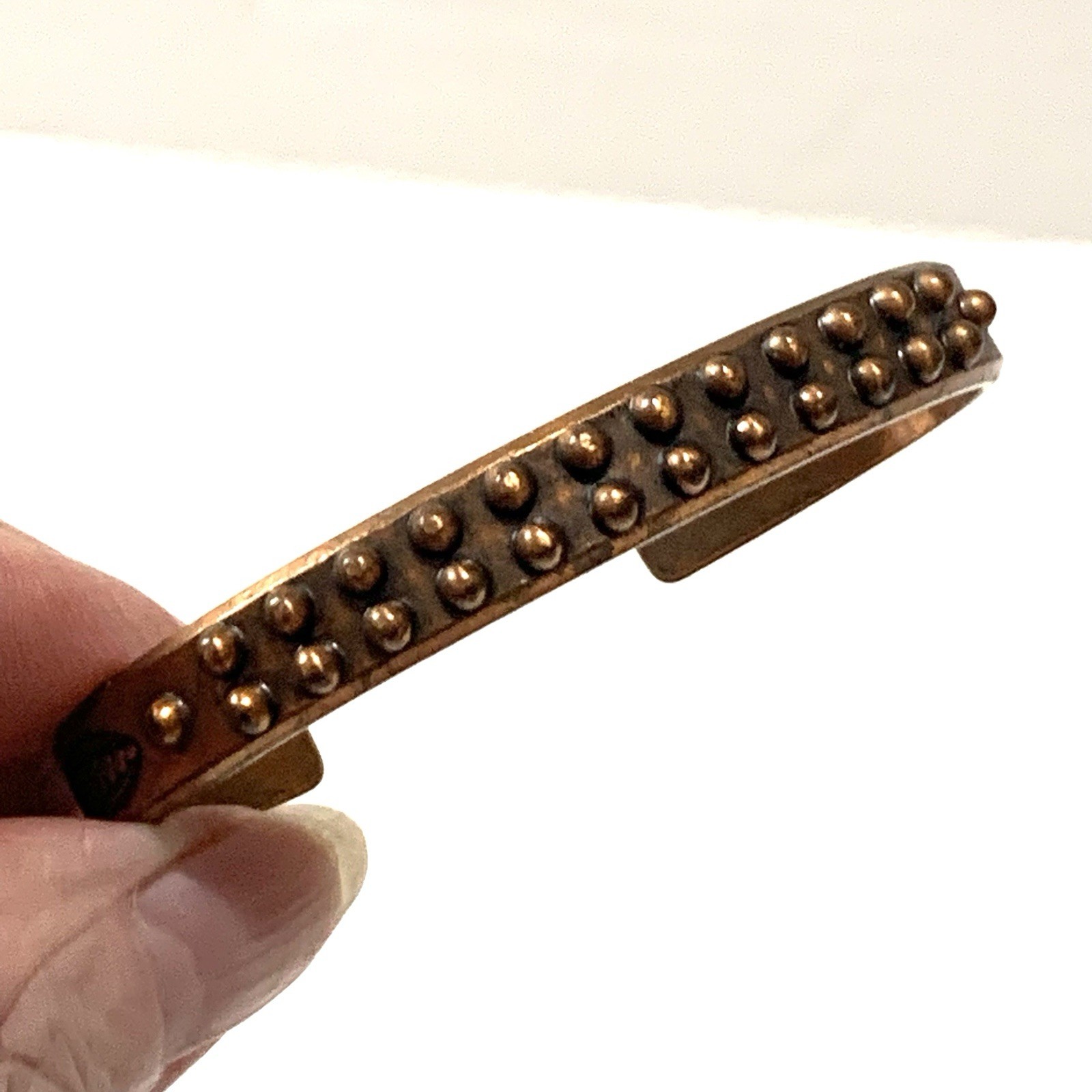 Vintage Mid Century Antiqued Copper Knob Cuff Bracelet Southwestern Bangle SMALL