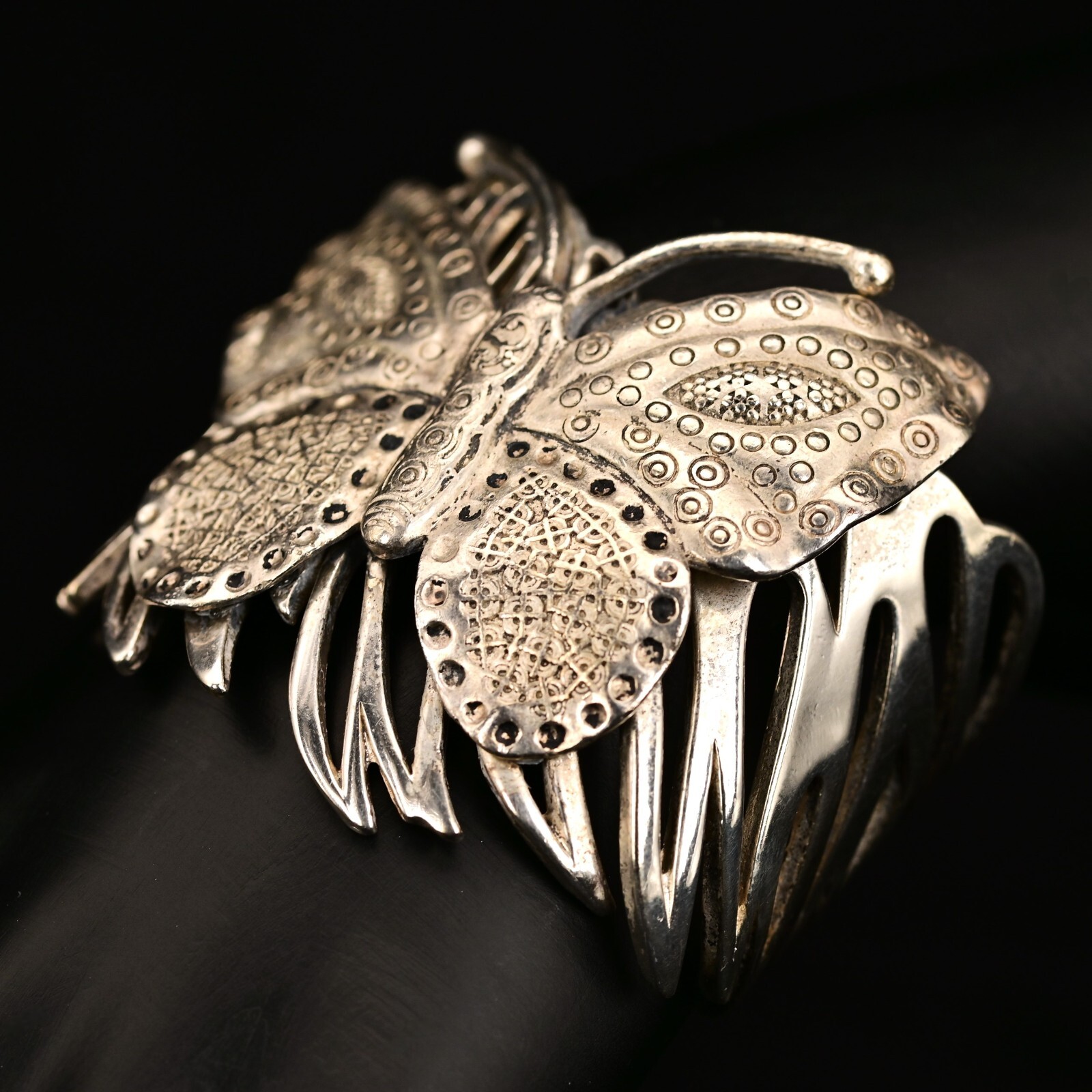 Antique Vintage Original Designer MCM Silver Butterfly Cuff Estate Bracelet