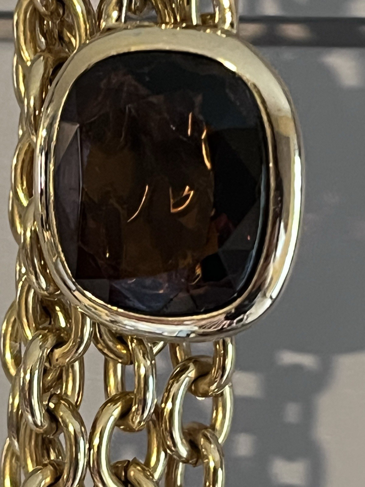 Joan Rivers Signature Pendant Necklace Large Amber Color Stone Cushion Cut