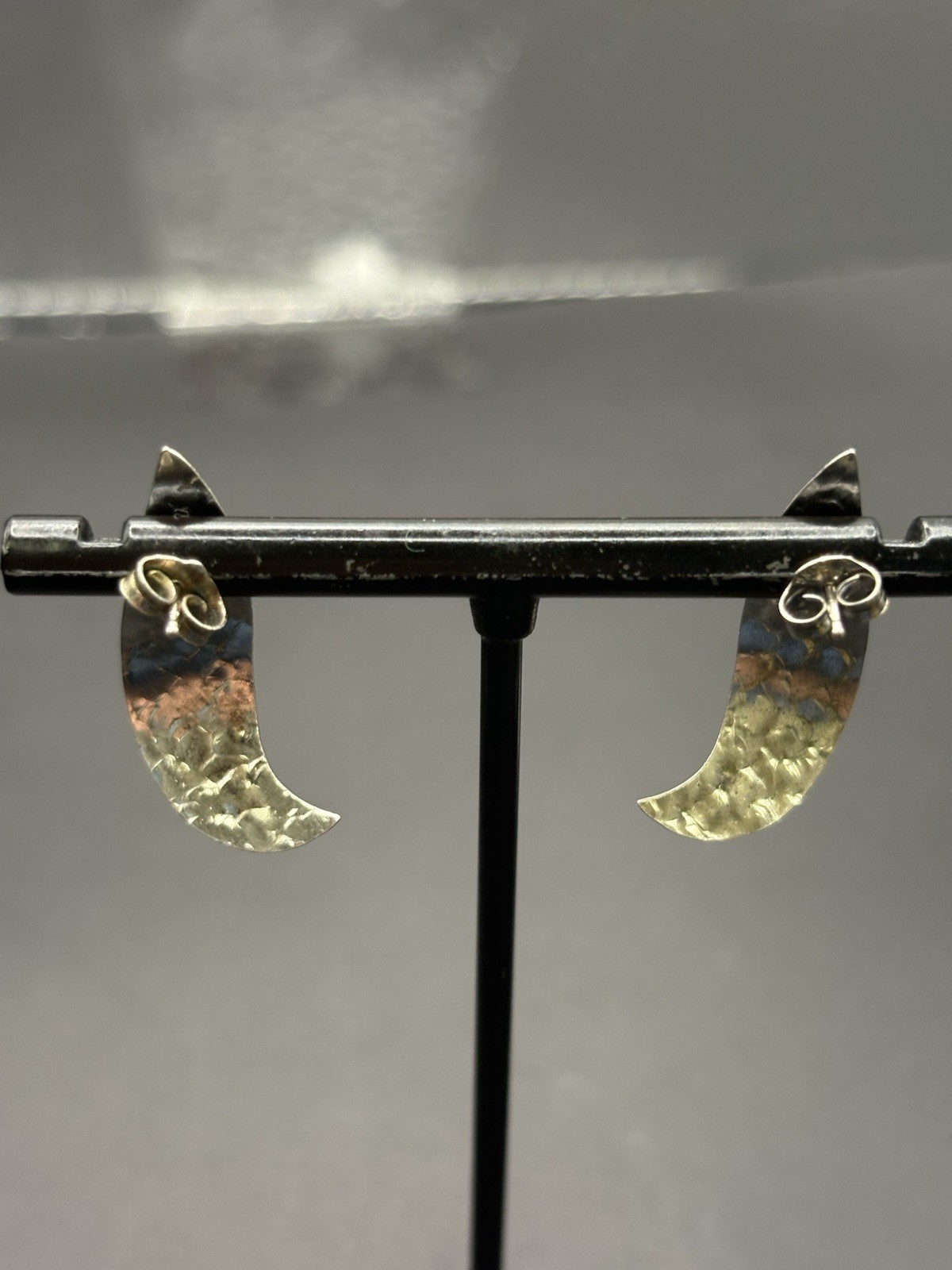 Vintage Sterling Silver Hammered Dangle Twist Earrings 925 F23