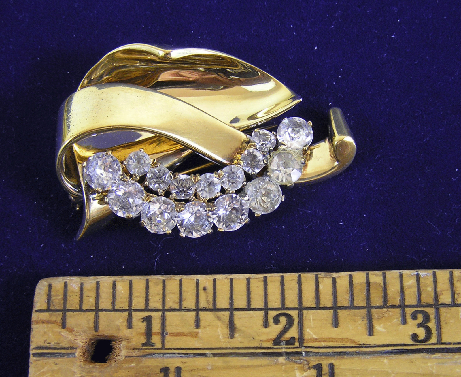 Sterling Gold Wash Clear Rhinestone Art Deco Fur Clip Brooch Pennino?