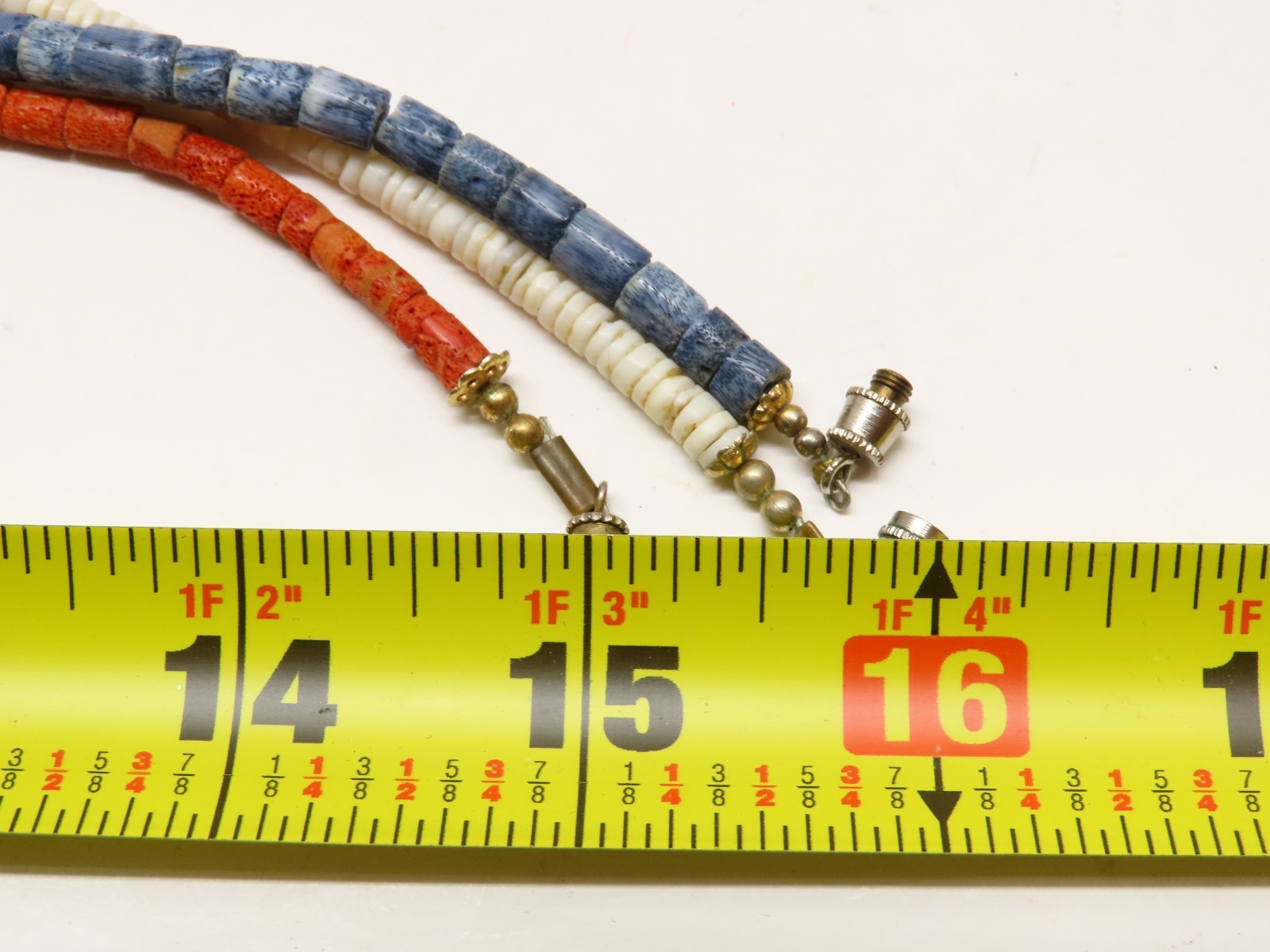 Vintage Puka Shell Beaded Necklace Sponge Coral MOP Lot Gold Tone Accents D5399