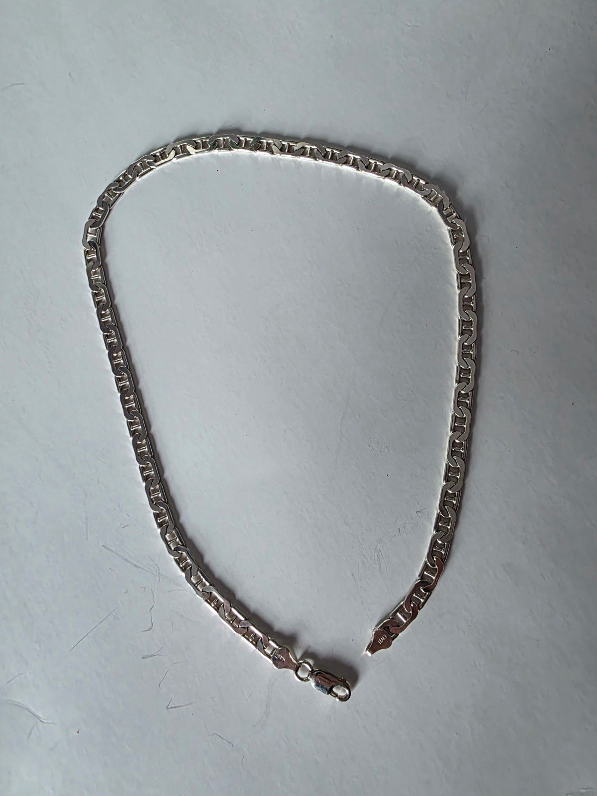 Vintage 925 Italy Sterling Silver Anchor Mariner Chain Necklace 18” 6.6 mm 25g