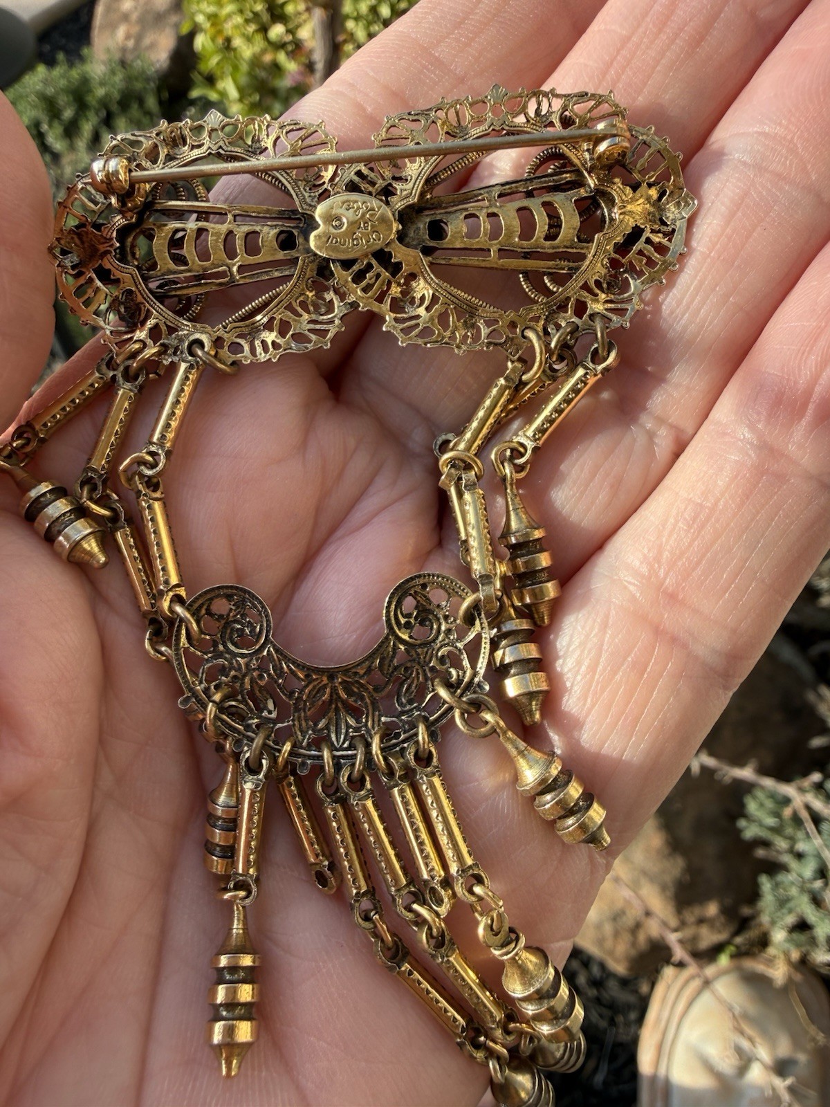 Original By Robert Vintage Victorian Revival Antique Gold Plated Festoon Brooch