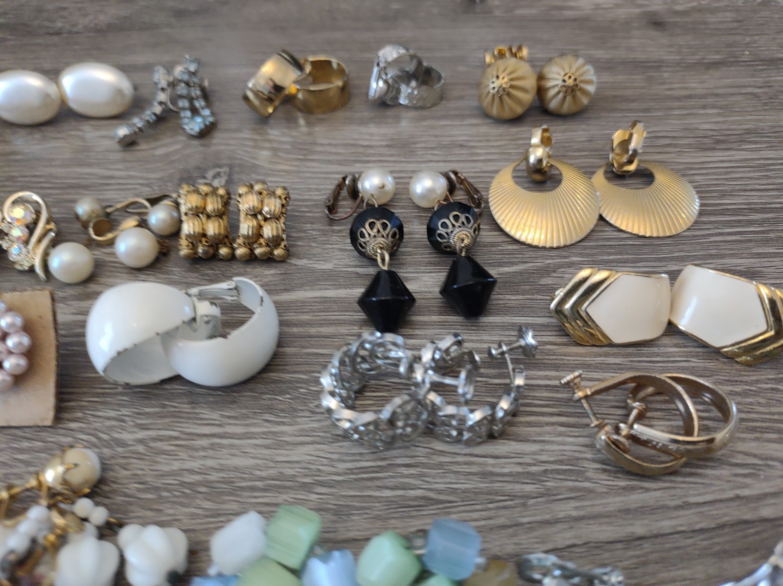 Estate Mixed Lot Costume Jewelry Earrings 77pr Clip On Screwback