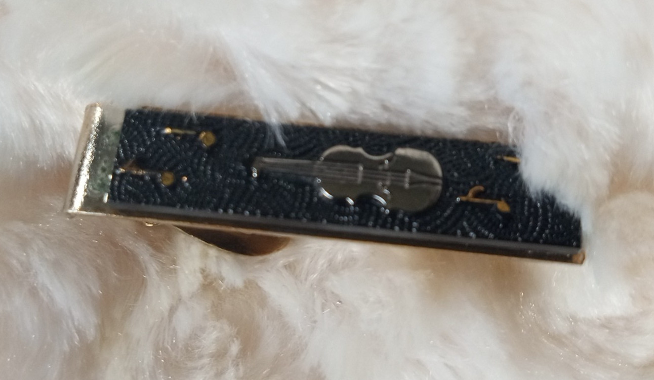 Vintage Men’s Guitar & Music Notes Cuff Links & Tie Clip