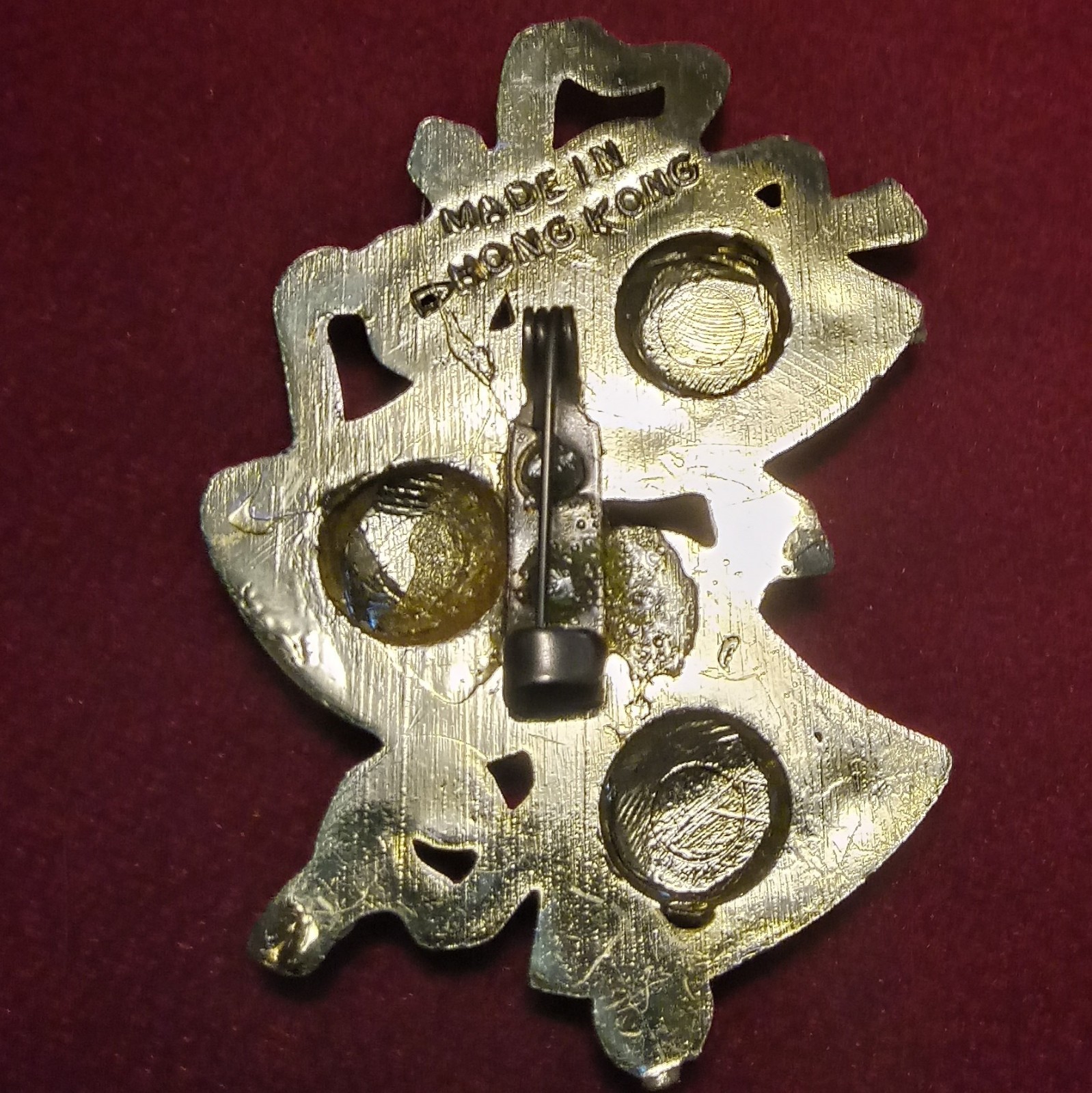 Vintage Enamel Christmas Bells Brooch Pin Art Deco Hong Kong Pin Collection