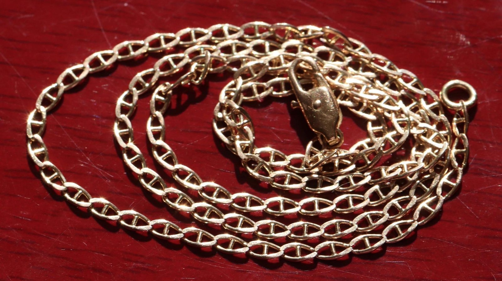 14k yellow gold necklace 18.75″ anchor / mariner link chain vintage 4.25gr N3642