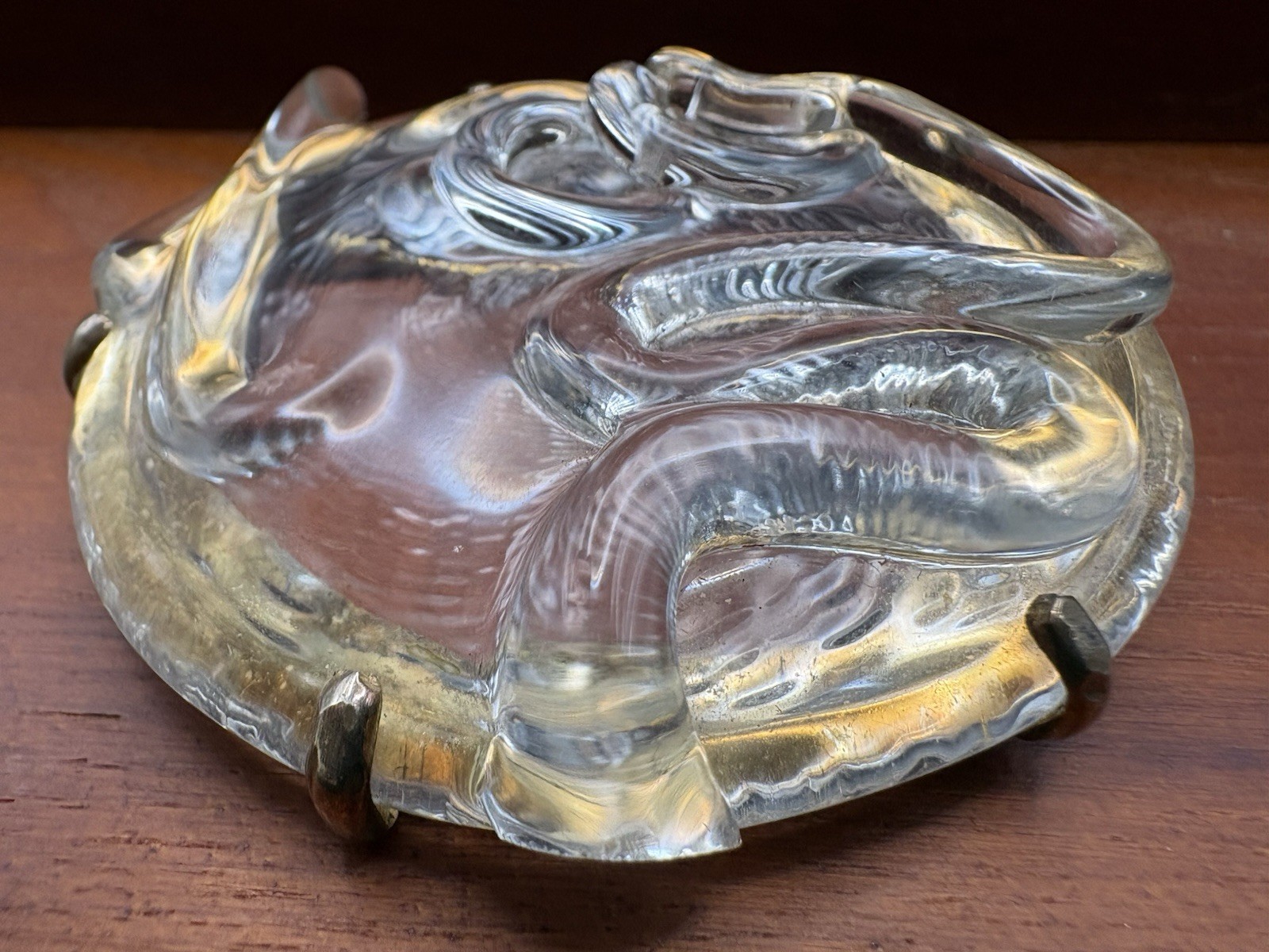 Mariquita Masterson Modernist Clear Art Glass Sterling Silver BIG Brooch Pin