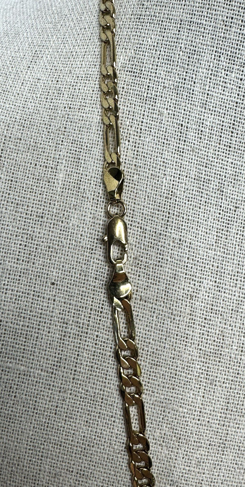 Bright Gold tone Figaro Link Chain Necklace Stamped / Marked JH 23 1/2″L